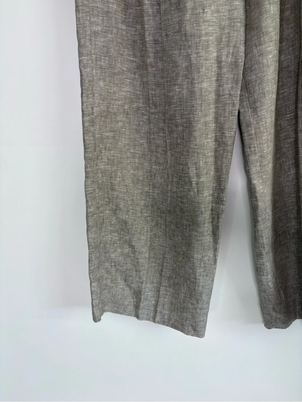 NWT ZARA 100% Linen Pleated Wide-leg Dress Pants Gray Minimalist